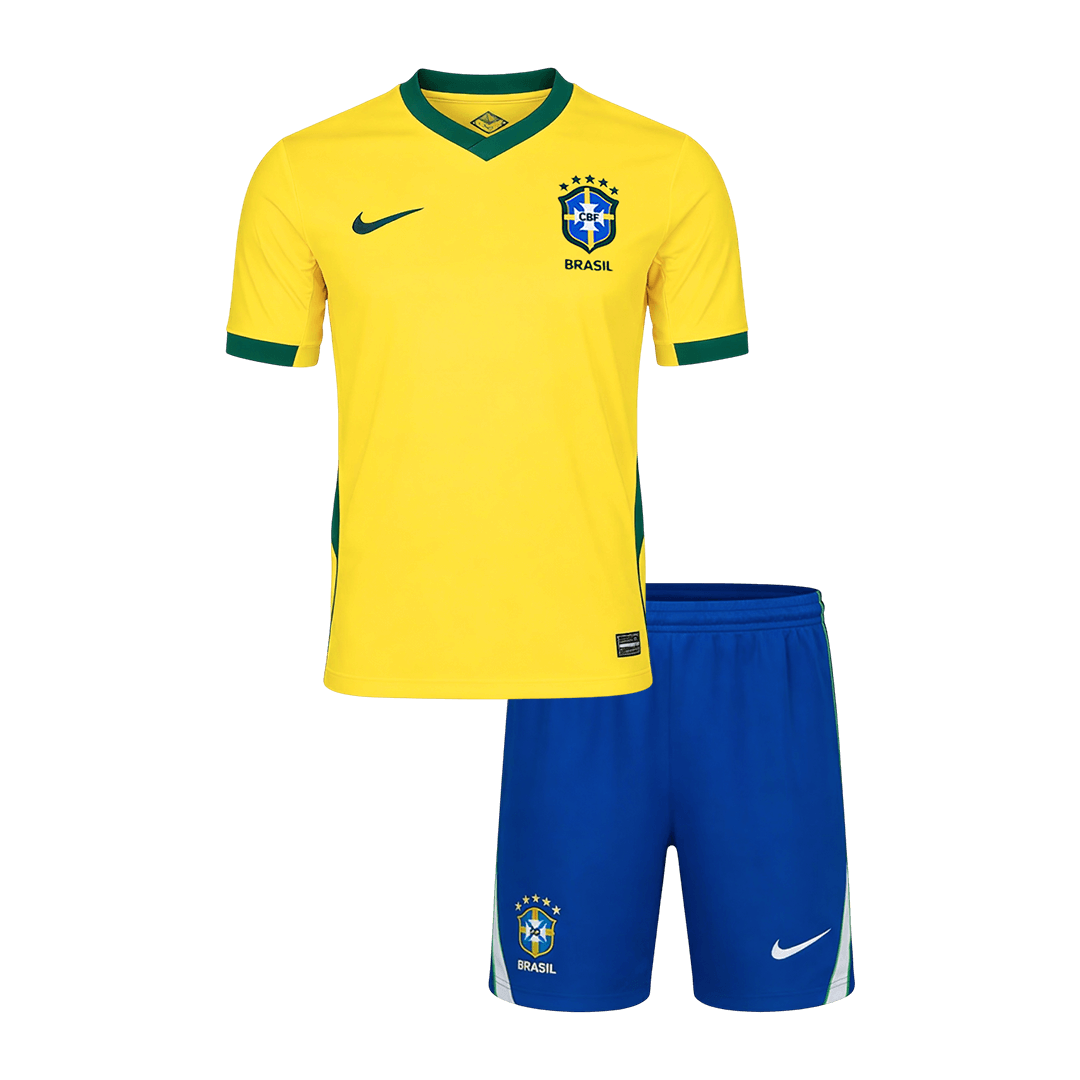Vente Flash Brésil Domicile Maillot Kit - Coupe du Monde 2026 Enfant Jaune
