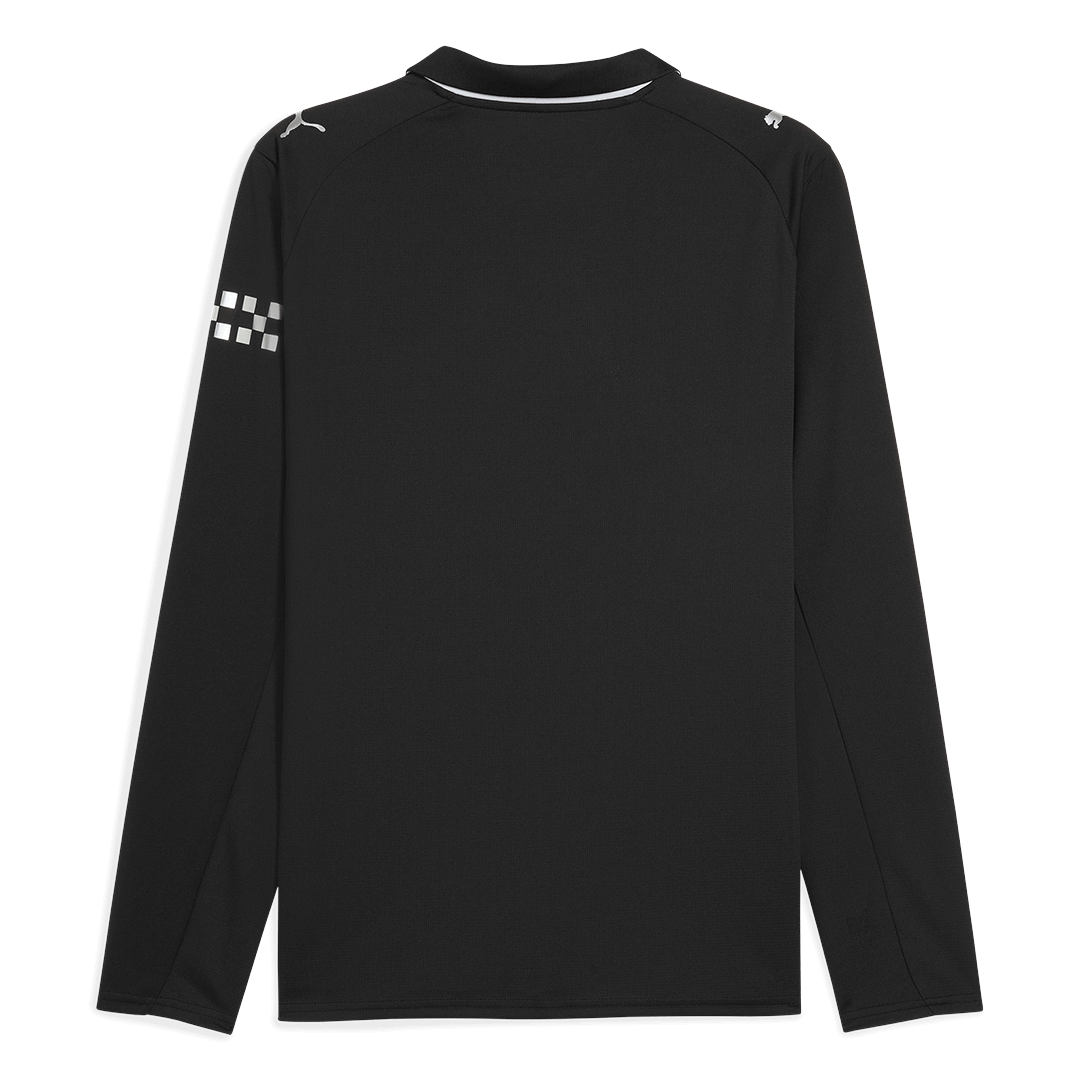 Manchester City Uit Thuisshirt Lange Mouwen 2025/26 Zwart Grote Maat