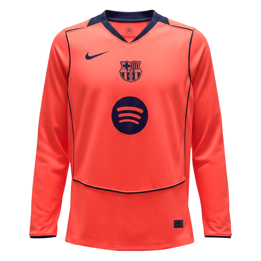 FC Barcelona Thuisshirt Lange Mouwen 2025/26 Oranje Grote Maten