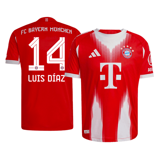LUIS DÍAZ #14 München Thuisshirt 2025/26 Rood Speler