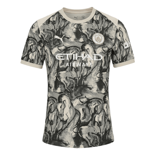 Manchester City Maillot 2025/26 Noir&Blanc Grande Taille