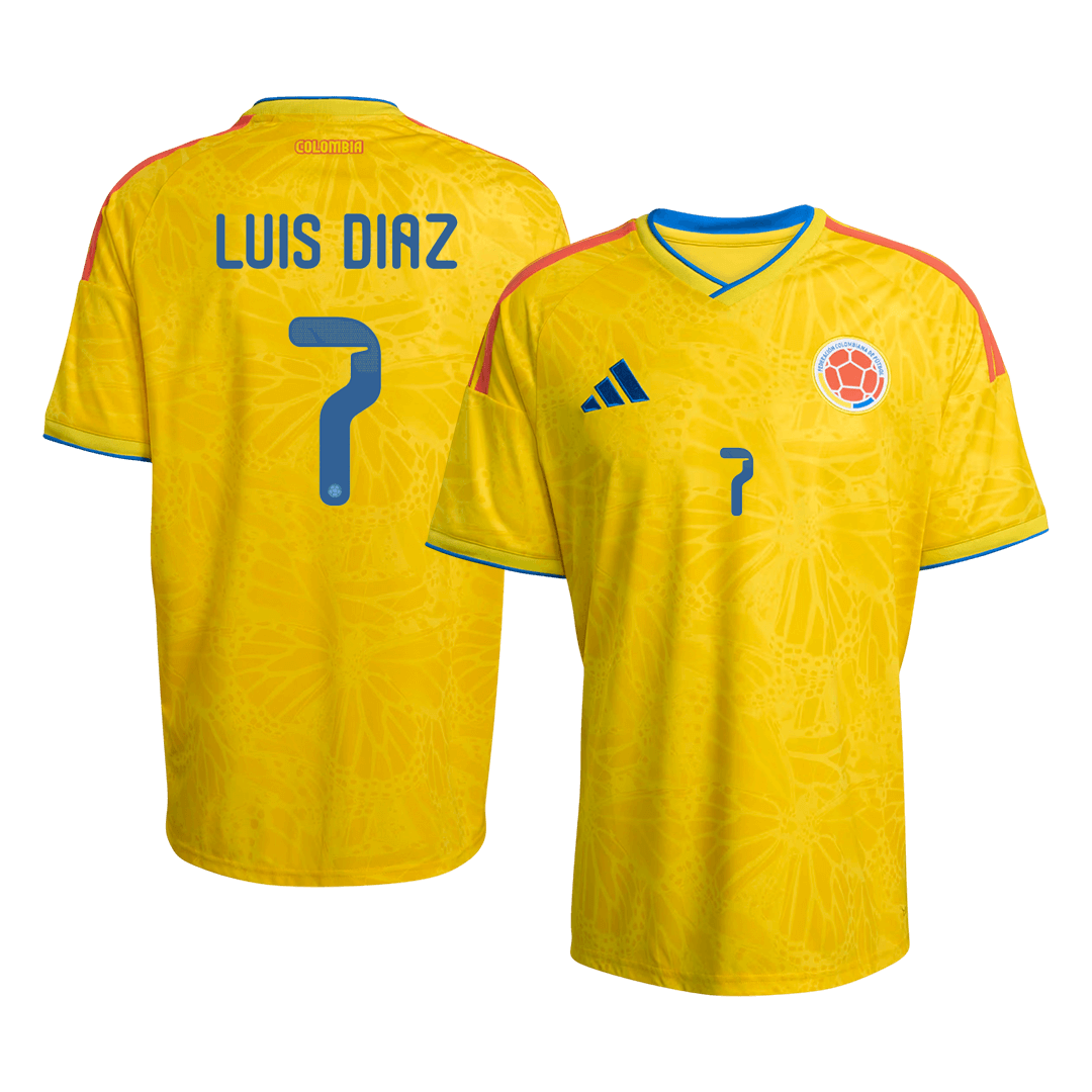 LUIS DÍAZ #7 Colombia Thuisshirt Wereldkampioenschap 2026 Geel