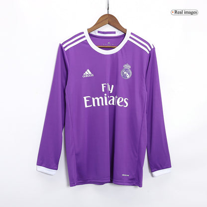 BENZEMA #9 Retro Real Madrid Uit Thuisshirt Lange Mouwen 2016/17