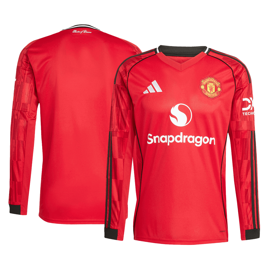 Manchester United Thuis Shirt Lange Mouwen 2025/26 Grote Maten