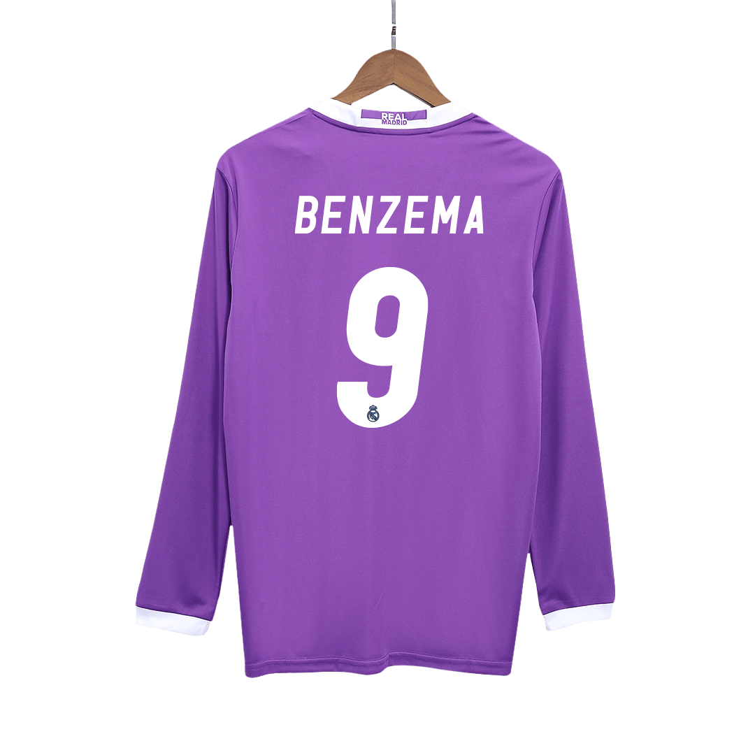 BENZEMA #9 Retro Real Madrid Uit Thuisshirt Lange Mouwen 2016/17