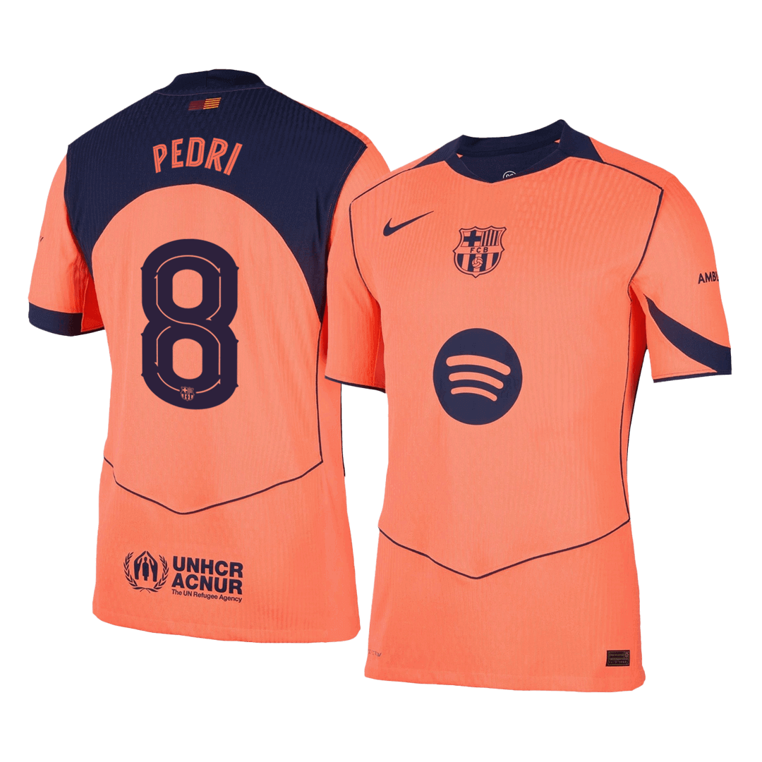 PEDRI #8 Barcelona Derde Shirt 2025/26 Oranje Authentiek - UCL