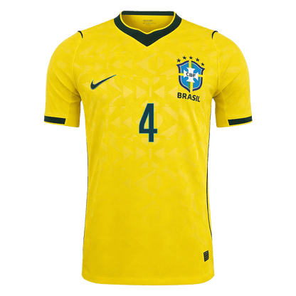 MARQUINHOS #4 Brésil Domicile Maillot - Coupe du Monde 2026 Jaune Joueur