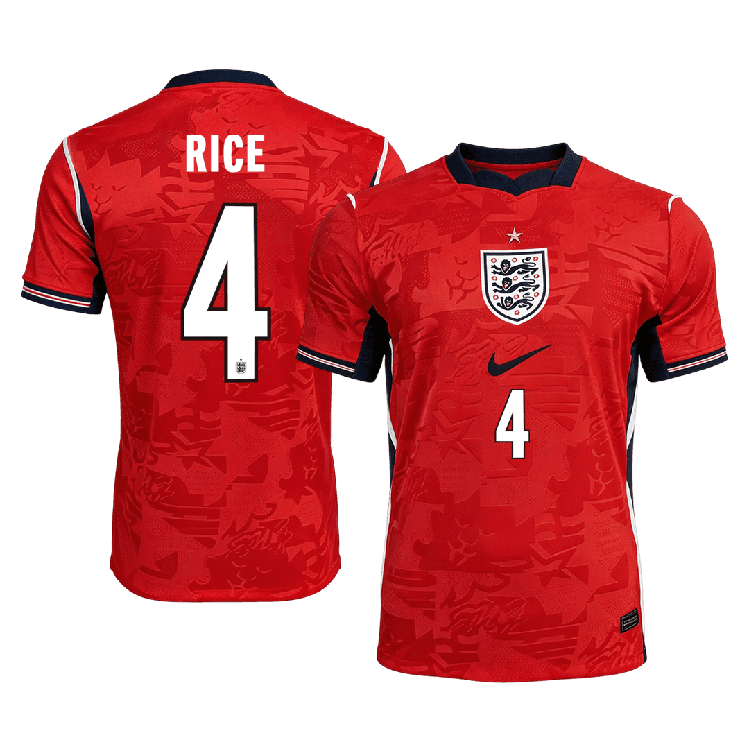 RICE #4 Engeland Uitshirt - Wereldkampioenschap 2026 Rood Speler