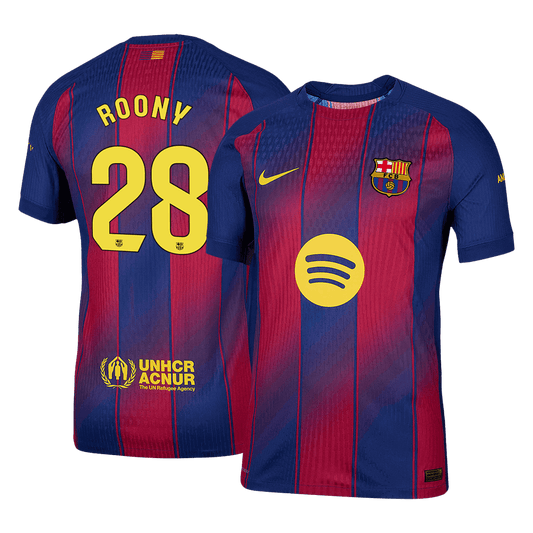 ROONY #28 Barcelona Thuisshirt 2025/26 Rood en Blauw Speler