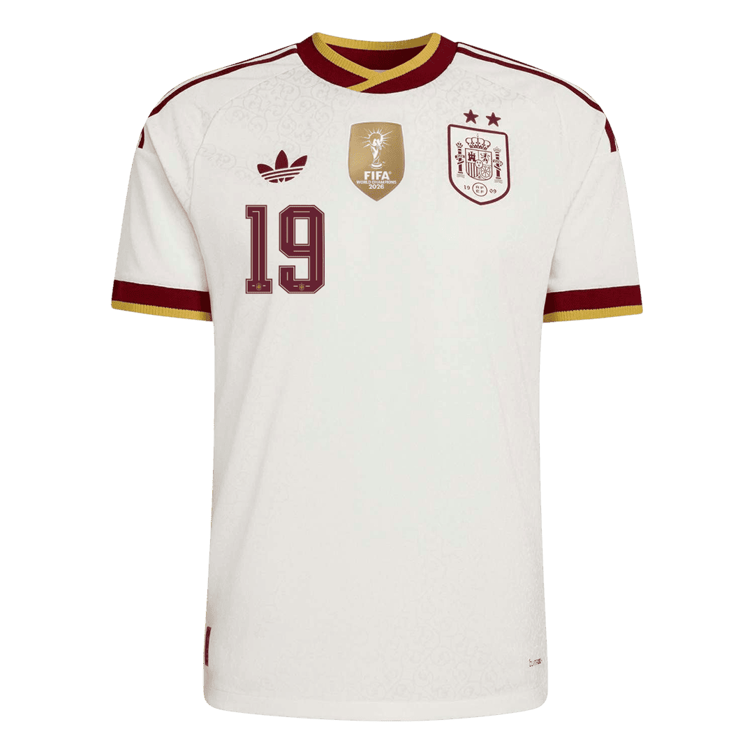 LAMINE YAMAL #19 Espagne Extérieur Maillot - Coupe du Monde 2026 Blanc Joueur