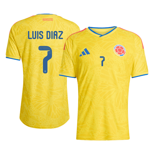LUIS DÍAZ #7 Colombia Thuisshirt WK 2026 Geel Speler