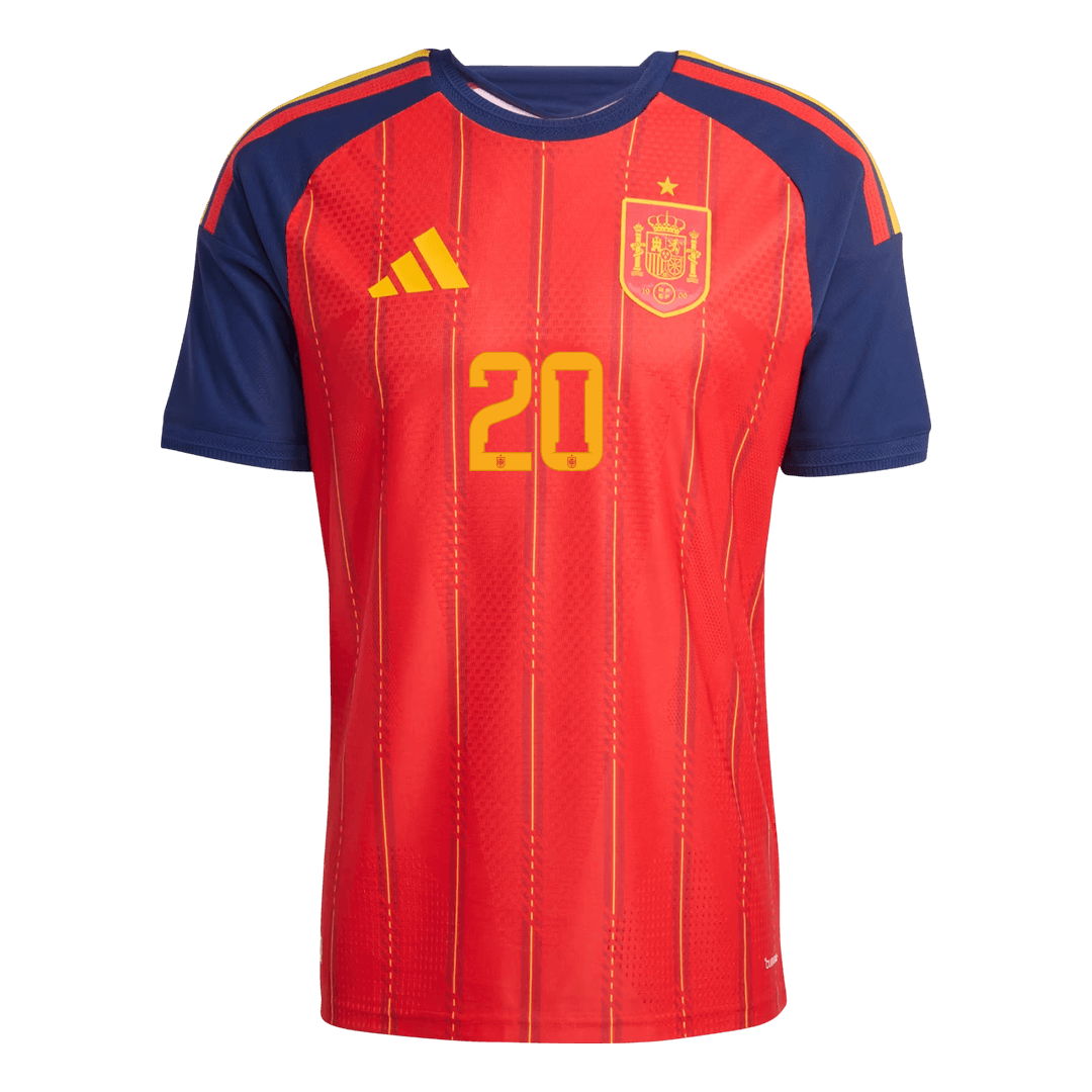 PEDRI #20 Espagne Domicile Maillot - Coupe du Monde 2026 Rouge Joueur