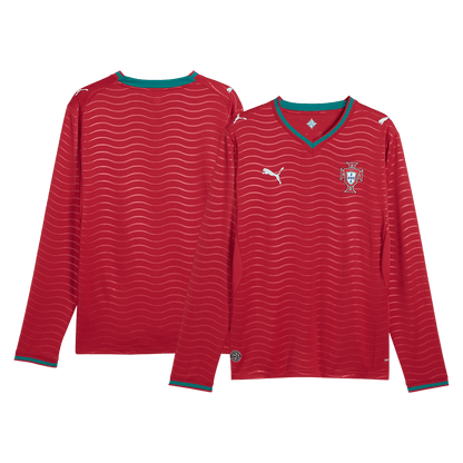 Portugal Thuisvoetbalshirt Lange Mouwen - Wereldkampioenschap 2026 Rood