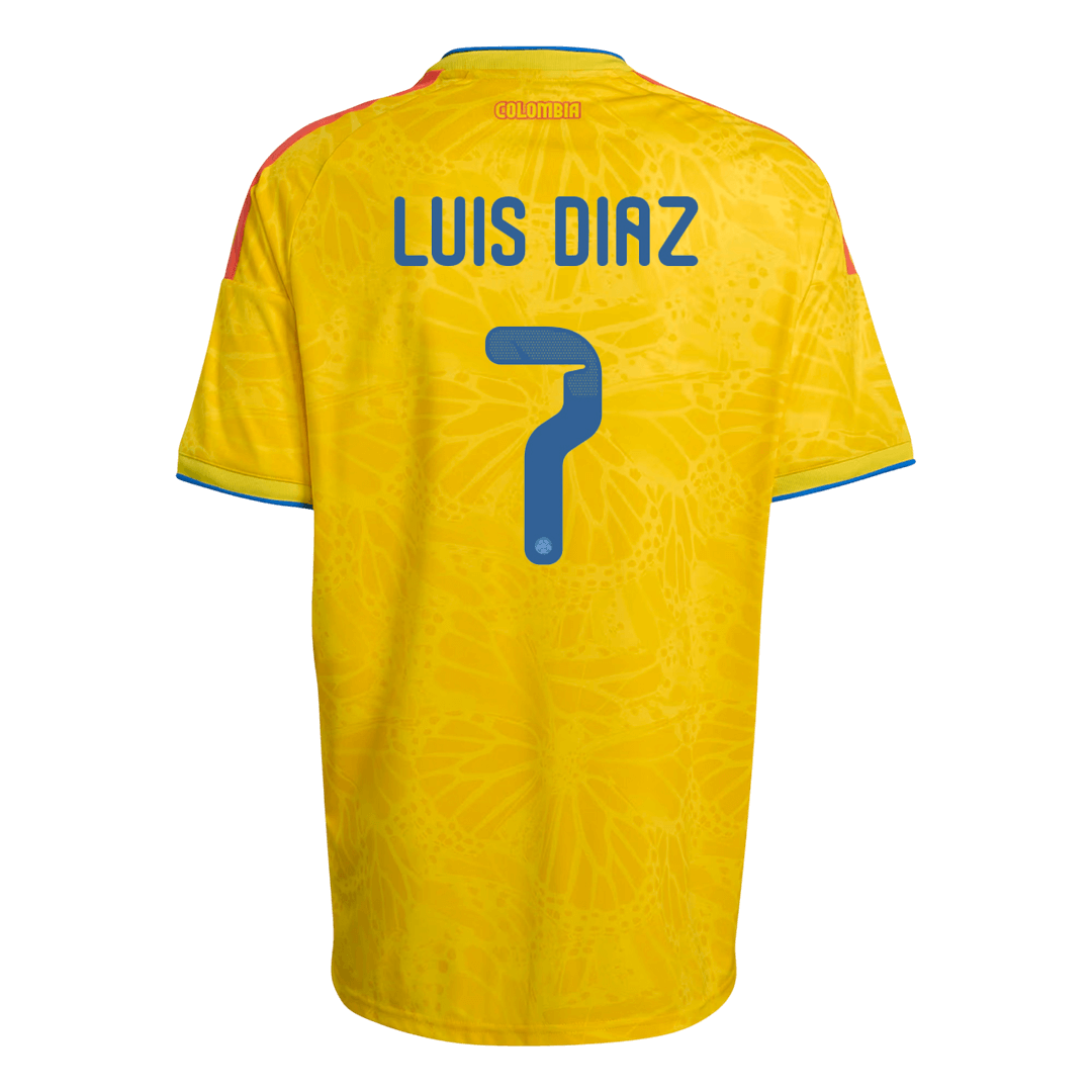 LUIS DÍAZ #7 Colombia Thuisshirt Wereldkampioenschap 2026 Geel