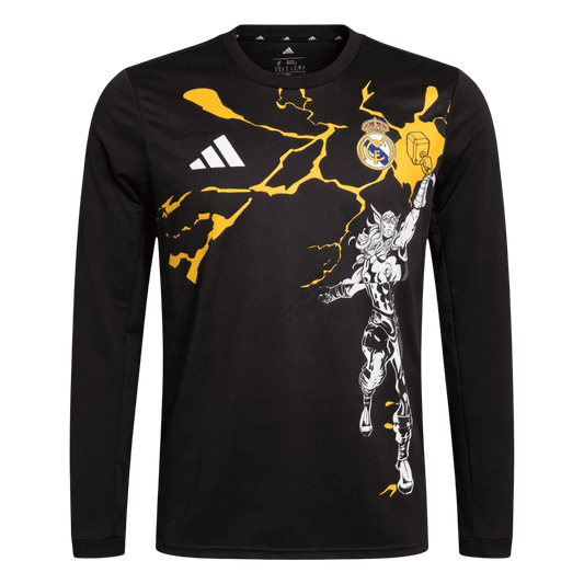 Real Madrid Thuisshirt Lange Mouwen 2025/26 Zwart Grote Maat